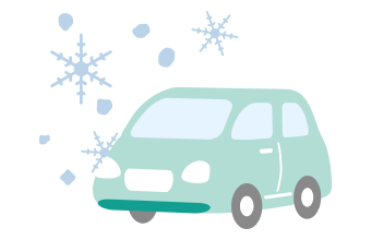 イラスト：車の周りに雪が降っている様子