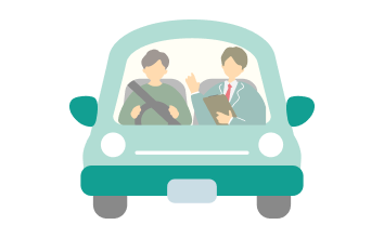 イラスト：男性が運転教習を受けている様子