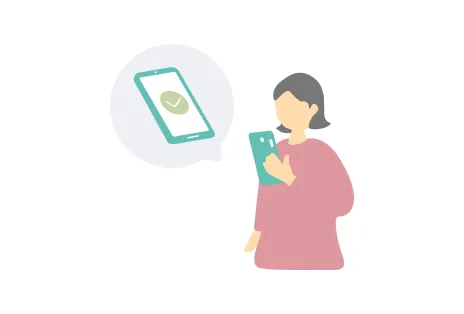 イラスト：女性が電話でオペレーターと話している様子