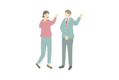 イラスト：女性がインストラクターから案内を受けている様子