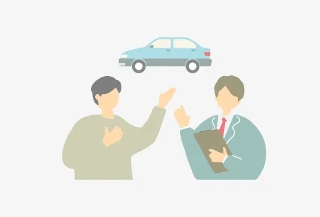 イラスト：男性がインストラクターから説明を受けている様子