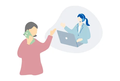 イラスト：女性がスマートフォンで支払いをしている様子