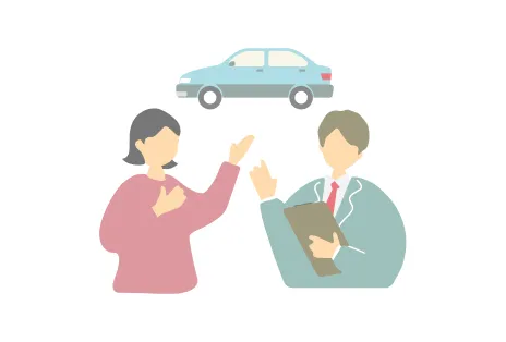 イラスト：女性がインストラクターから説明を受けている様子