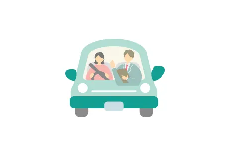 イラスト：女性が運転教習を受けている様子
