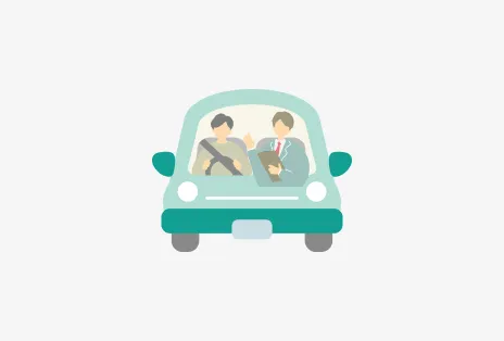 イラスト：男性が運転教習を受けている様子
