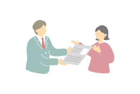 イラスト：女性が教習修了証を受け取る様子